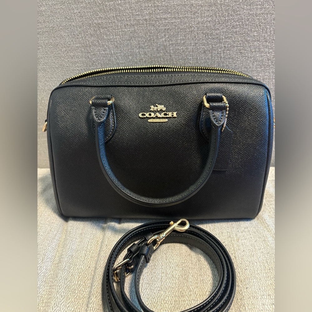 NWT Coach Rowan Black Crossgrain Leather Handbag/ Crossbody BAG
